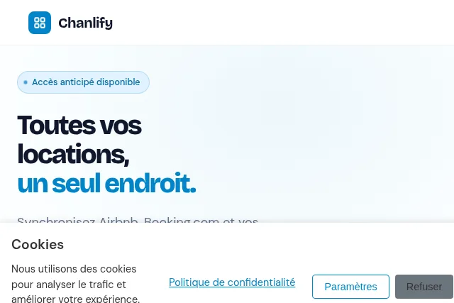 Chanlify - SaaS Channel Manager + PMS MontPC pour hébergeurs Airbnb/Booking