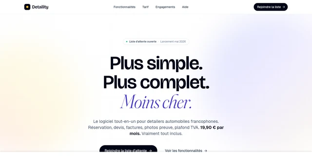 Detaility - SaaS detailing automobile MontPC pour detailers francophones